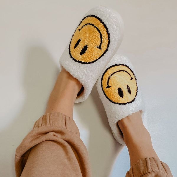 Smiley Face Slippers - Yellow