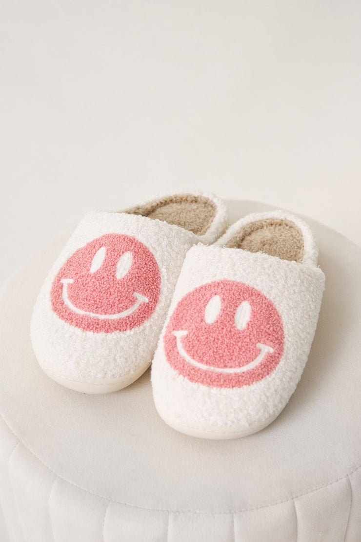 Smiley Face Slippers - Pink