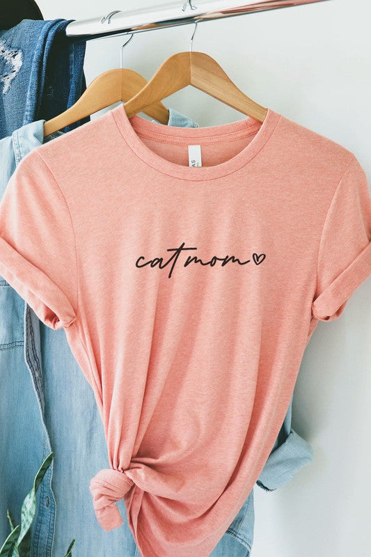 Cat Mom Tee - Grapefruit